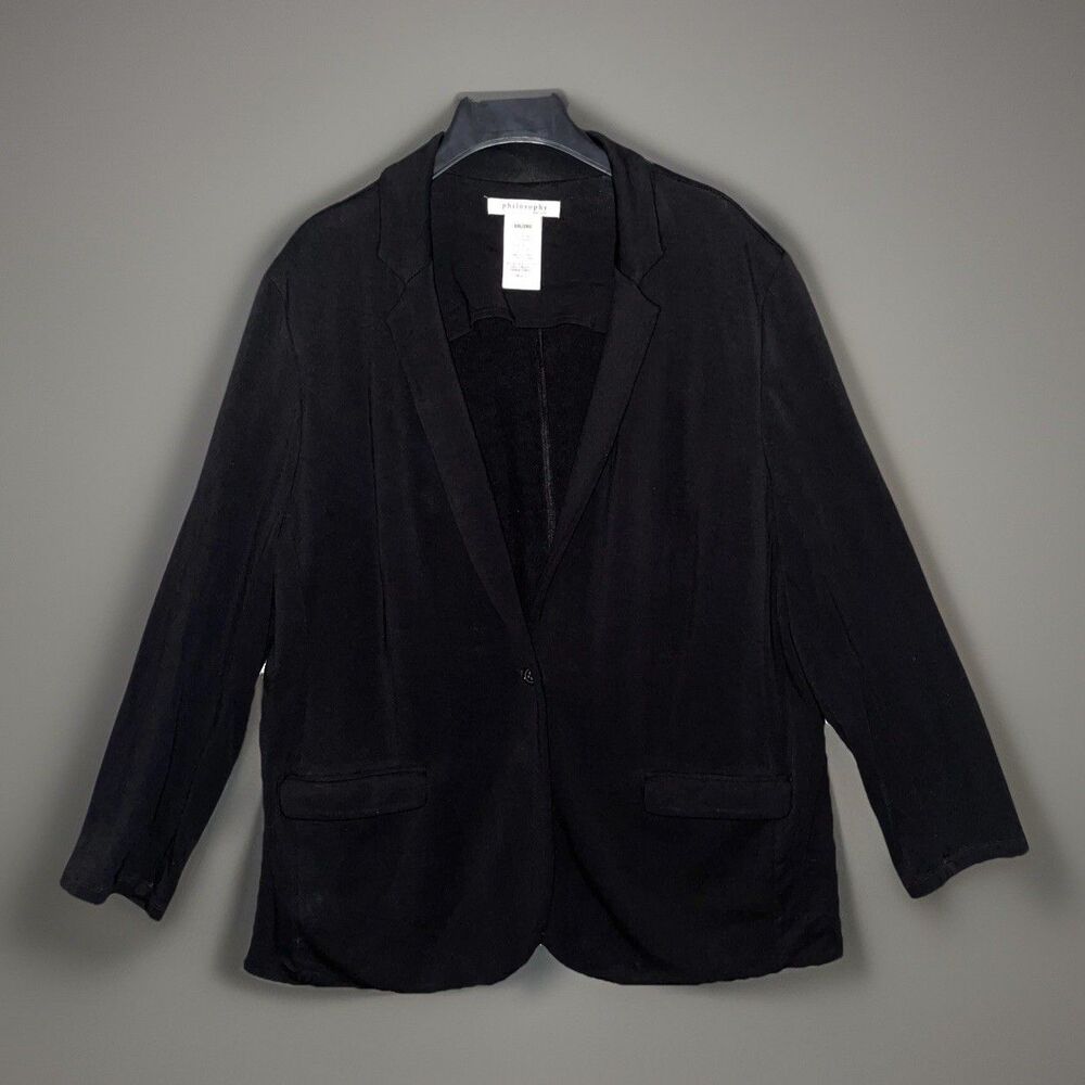 Philosophy Women XXL Black One Button Blazer Knit Quiet Luxury Professional Soft
